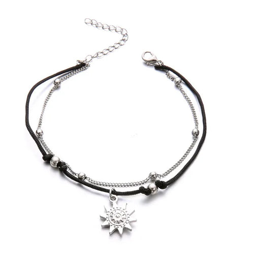 Dobbeltlags anklet med solmotiv