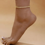 Ankelkjede med edelstener i gull og sølv 