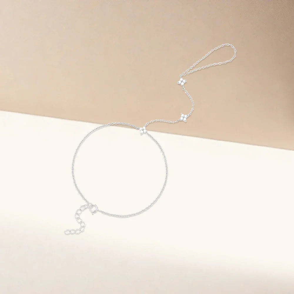 Håndledsarmbånd med blomster i sølv zirkonia