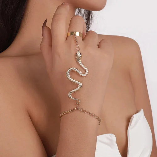 Slange Hånd Armbånd Kvinde Hånd & Finger Kæde Guld