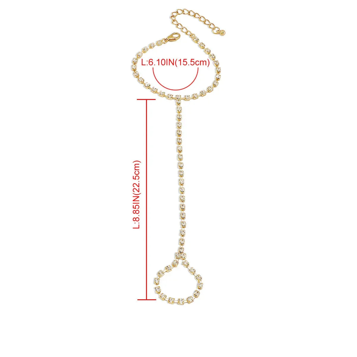 Strasshåndarmbånd Smykke Dame Hånd- og Fingerkjede gull