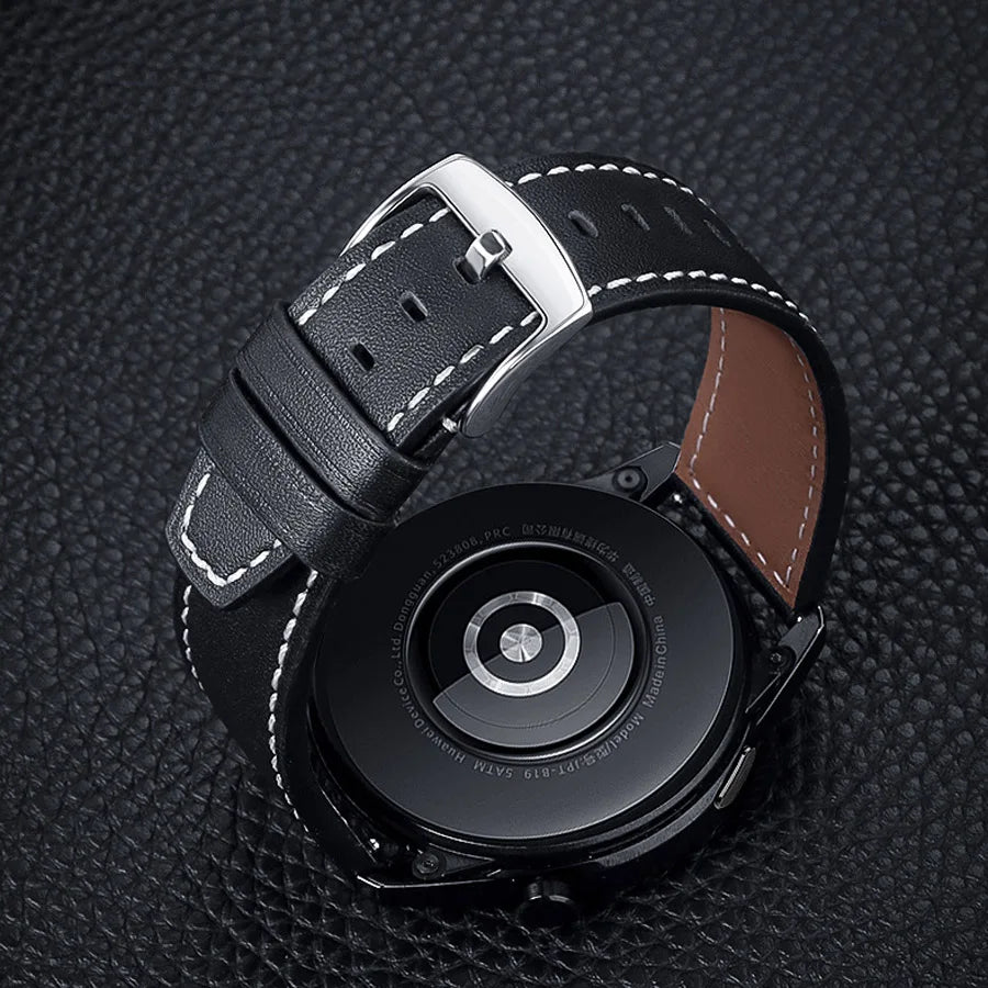 Erstatningsrem i skinn til Google Pixel Watch 1, 2, 3, 4, 41mm, 45mm svart