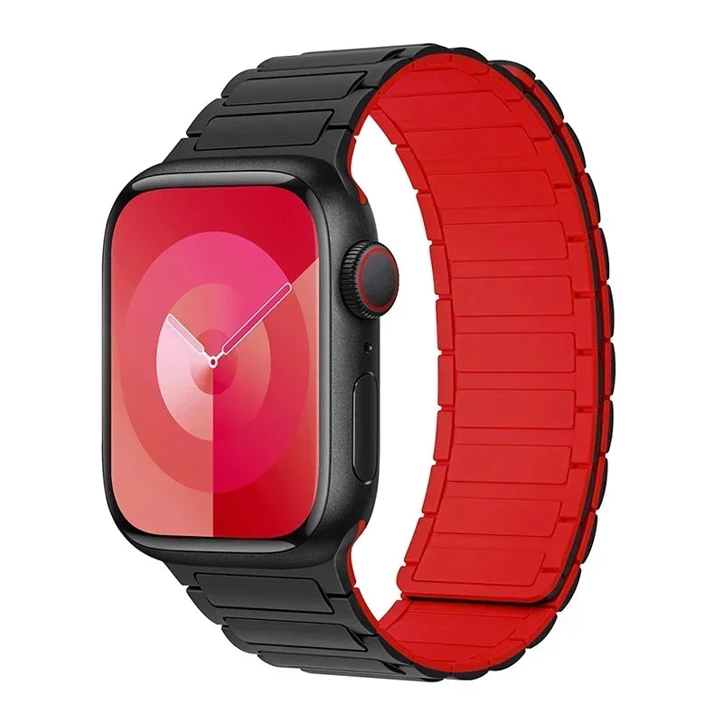 Magnetisk erstatningsrem for Apple Watch svart rød
