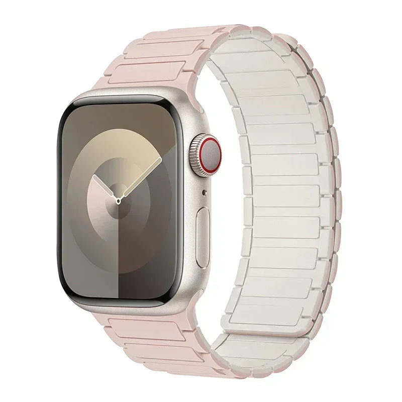 Magnetisk erstatningsrem for Apple Watch rosa og hvit