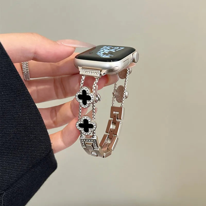 Udskiftningsarmbånd til Apple Watch - kløverdesign sølv