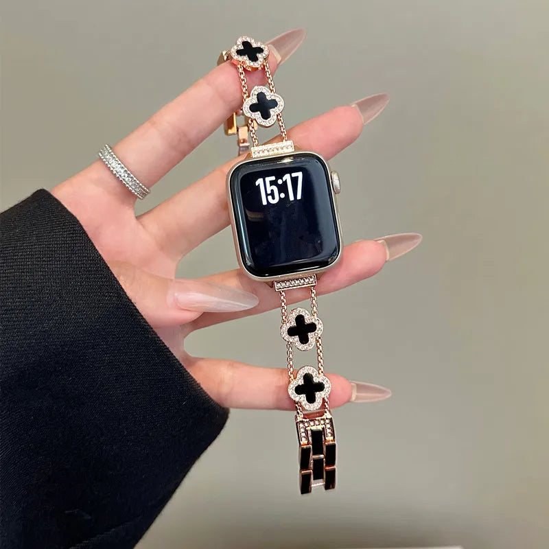 Udskiftningsarmbånd til Apple Watch - kløverdesign rosaguld