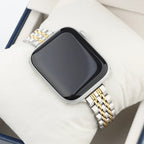 Náhradní řemínek pro Apple Watch ze stříbrné a zlaté nerezové oceli