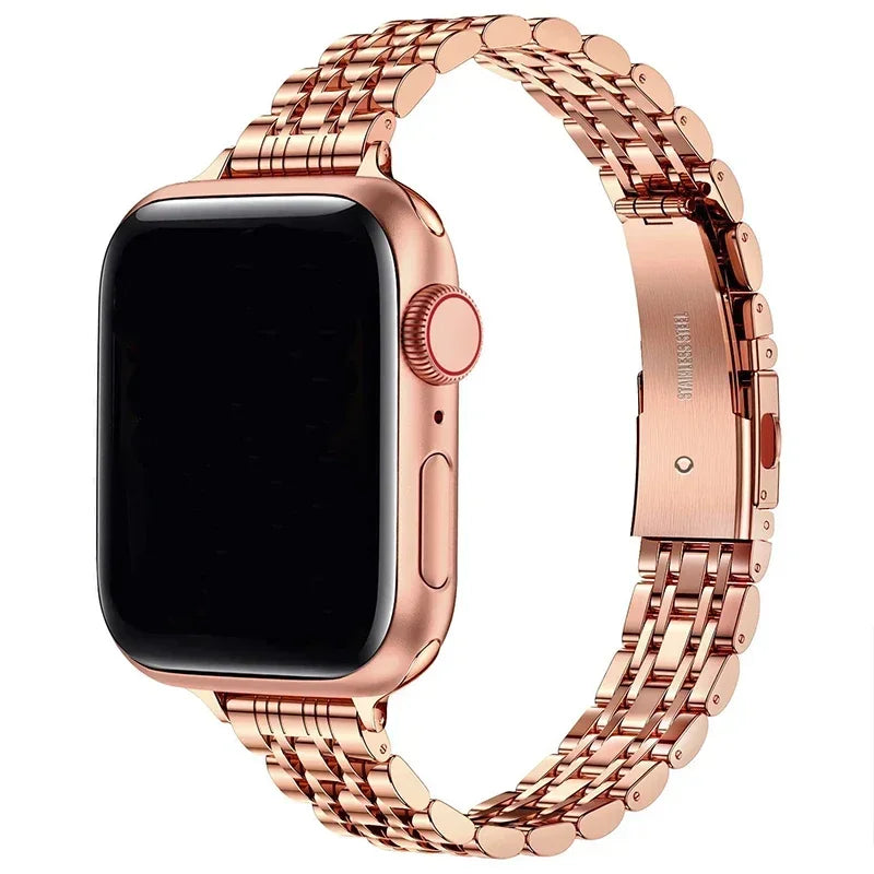 Náhradní řemínek pro Apple Watch z růžově zlaté nerezové oceli