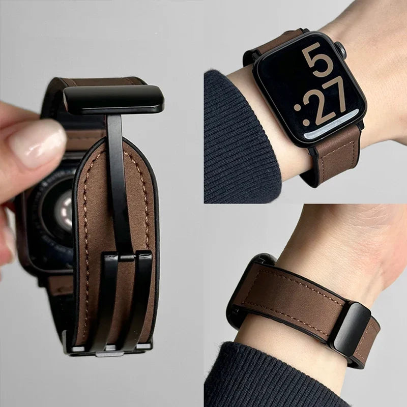 Udskiftningsrem til Apple Watch i brunt læder