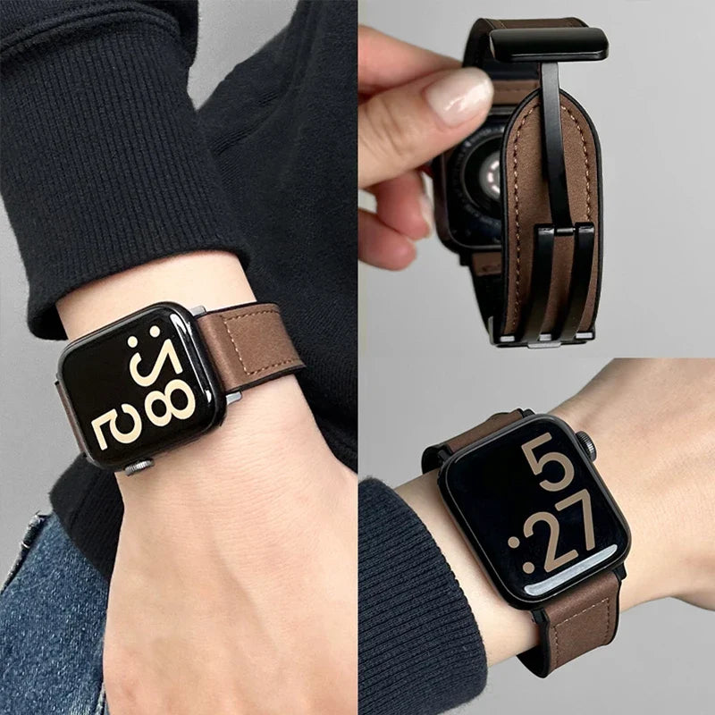 Udskiftningsrem til Apple Watch i brunt læder
