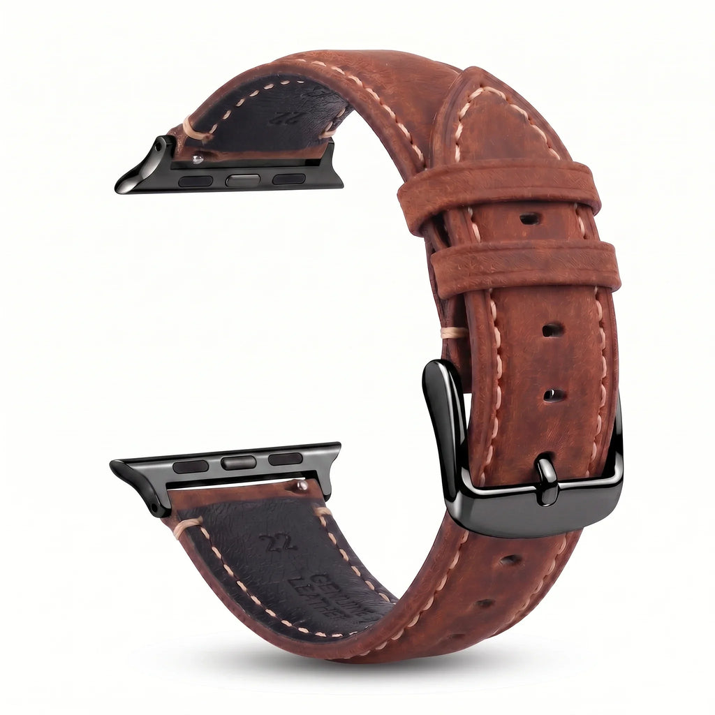Klassisk brun læderudskiftningsrem til Apple Watch
