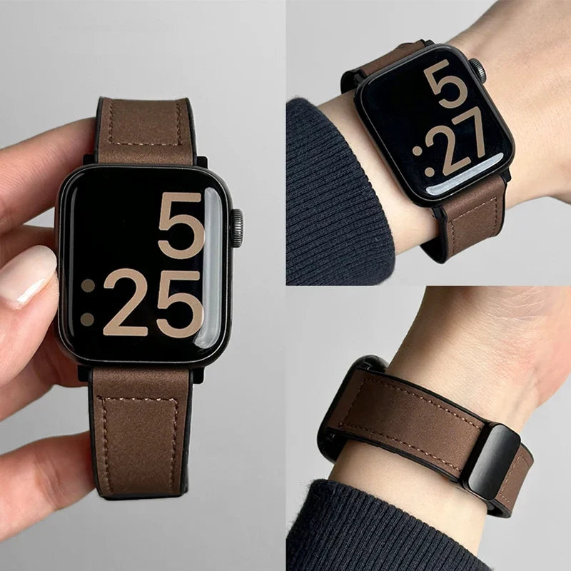 Udskiftningsrem til Apple Watch i brunt læder