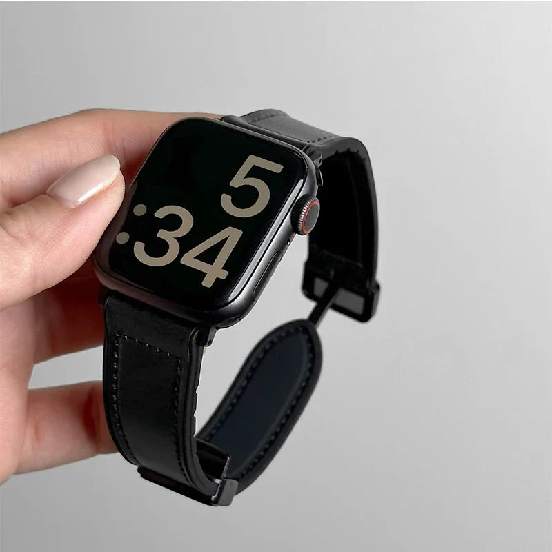 Udskiftningsrem til Apple Watch i sort læder