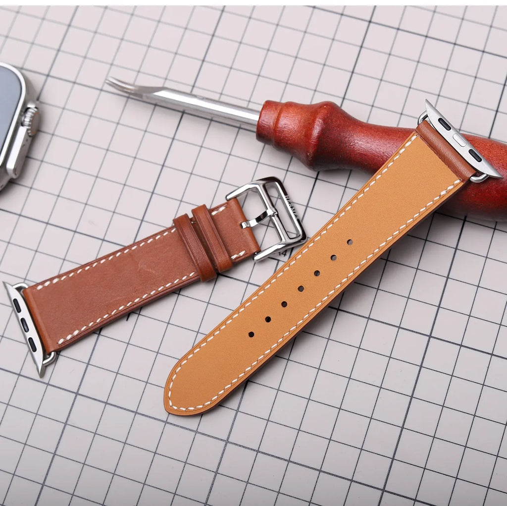 Ersättningsarmband i läder för Apple Watch för dam och herr