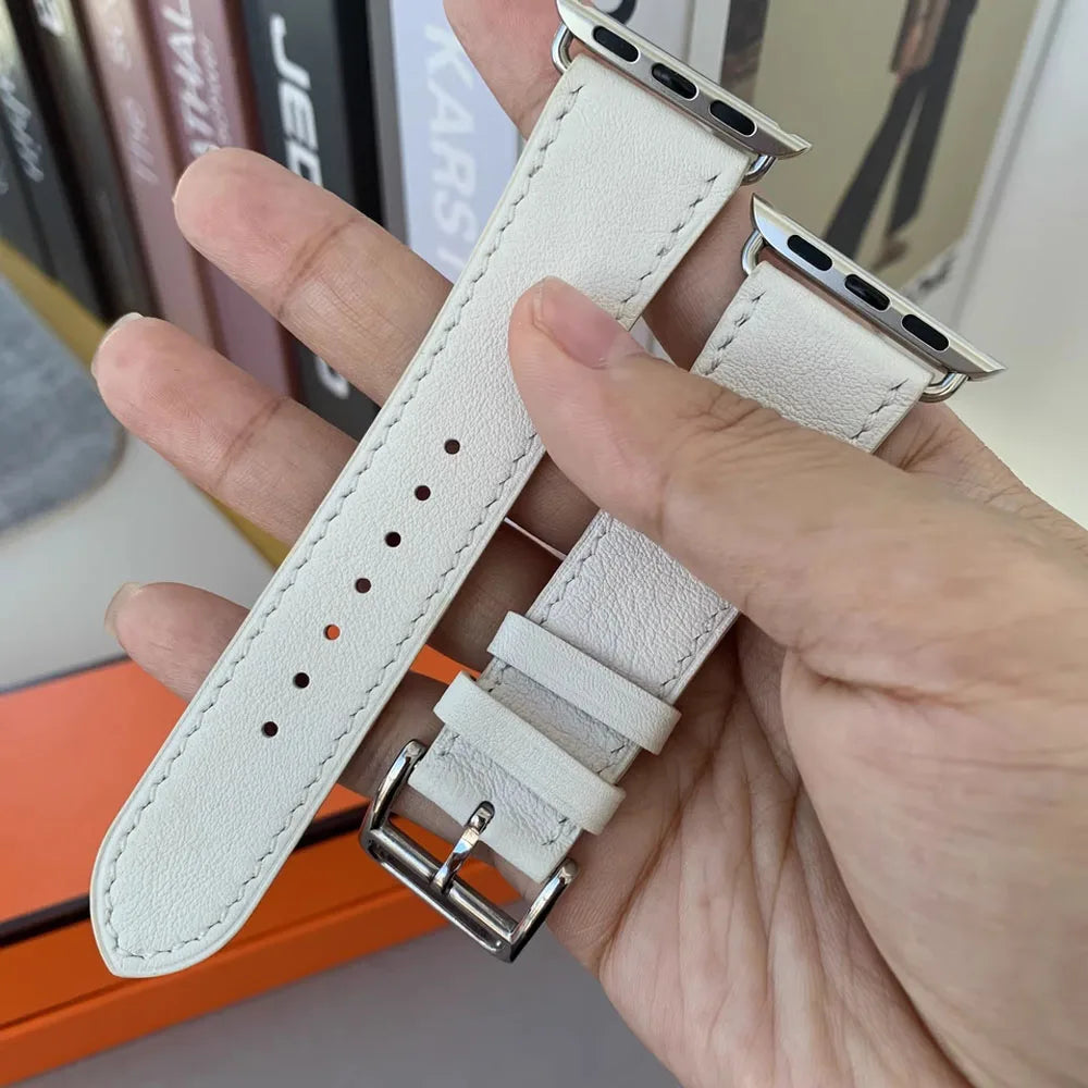 Ersättningsarmband i läder för Apple Watch för dam och herr vitt
