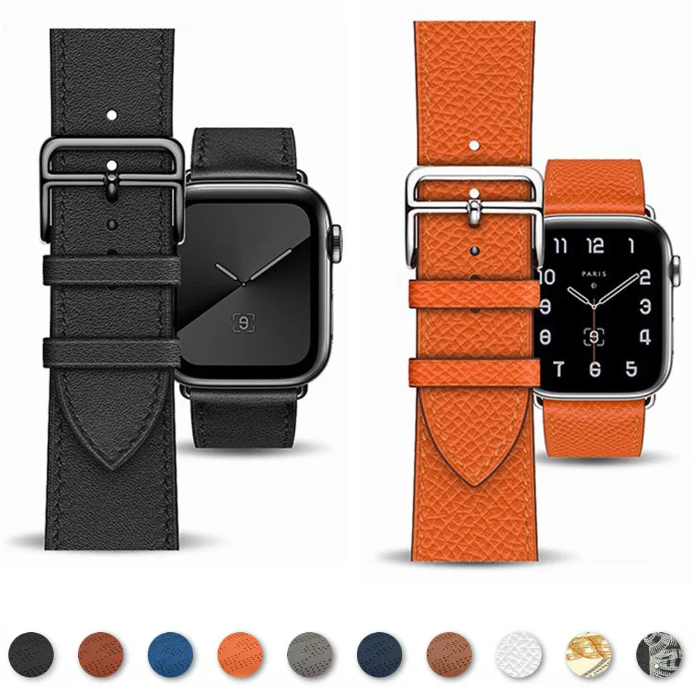 Ersättningsarmband i läder för Apple Watch för dam och herr
