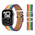 Ersättningsarmband i läder för Apple Watch för dam och herr regnbåge