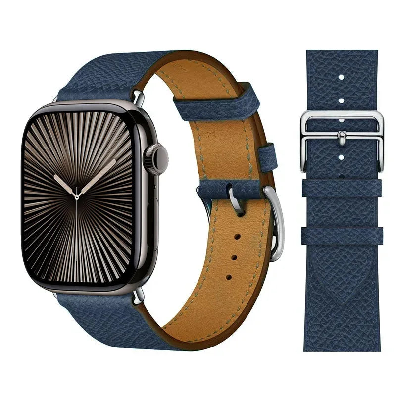Ersättningsarmband i läder för Apple Watch för dam och herr blått