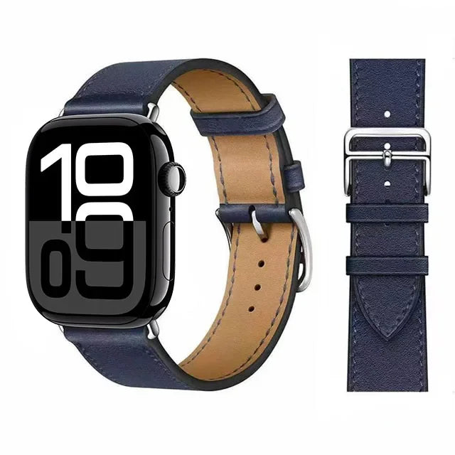 Ersättningsarmband i läder för Apple Watch för dam och herr blått
