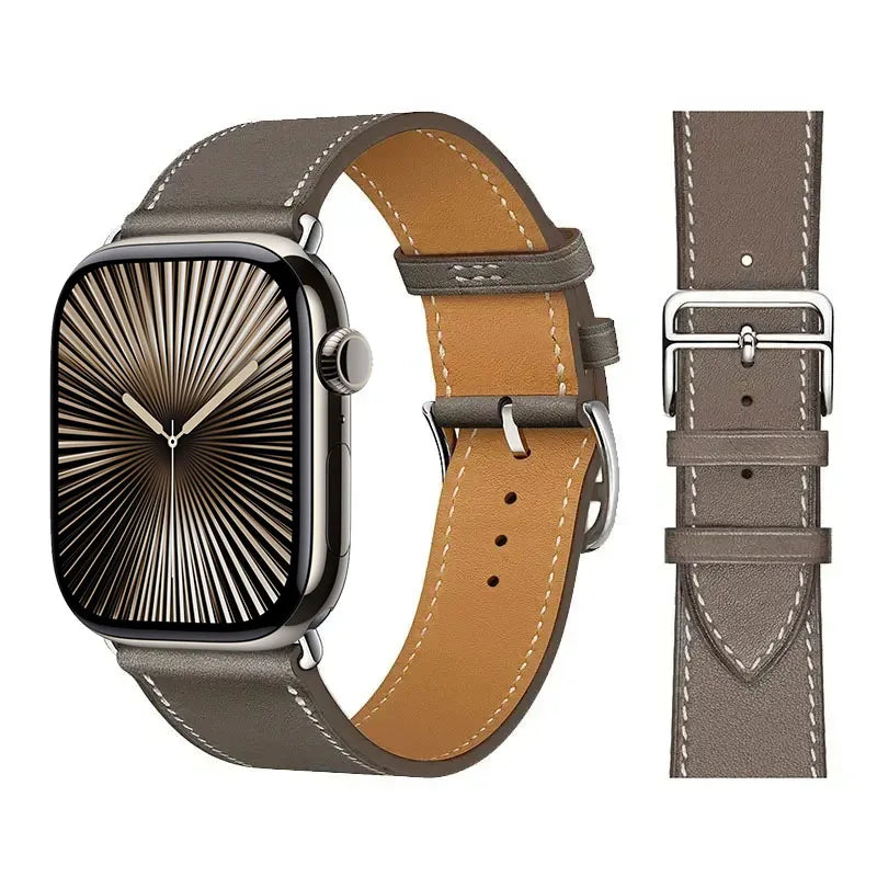 Ersättningsarmband i läder för Apple Watch för dam och herr grått
