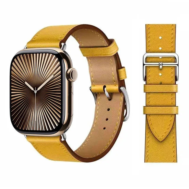 Ersättningsarmband i läder för Apple Watch för dam och herr gult