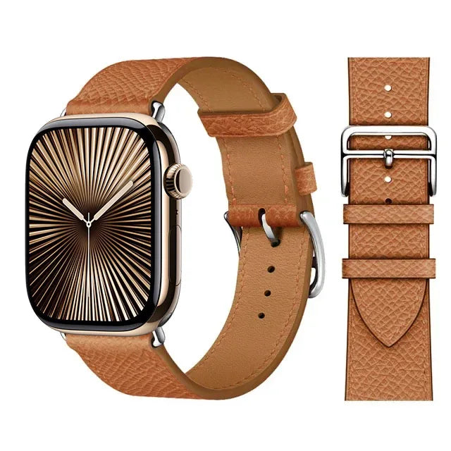 Ersättningsarmband i läder för Apple Watch för dam och herr brunt