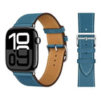 Ersättningsarmband i läder för Apple Watch för dam och herr blått