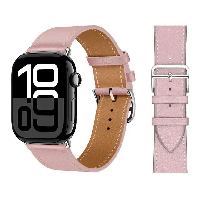 Ersättningsarmband i läder för Apple Watch för dam och herr rosa