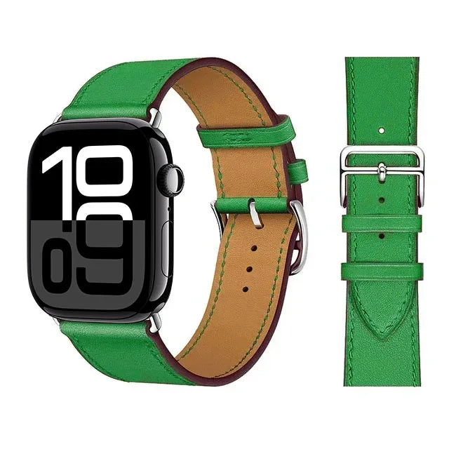 Ersättningsarmband i läder för Apple Watch för dam och herr grönt