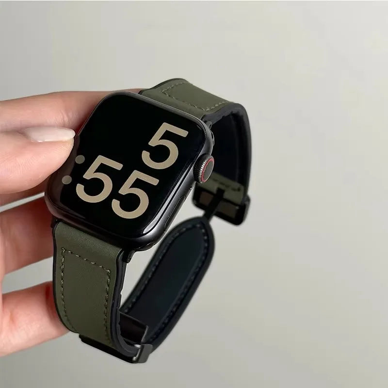 Udskiftningsrem til Apple Watch i grønt læder