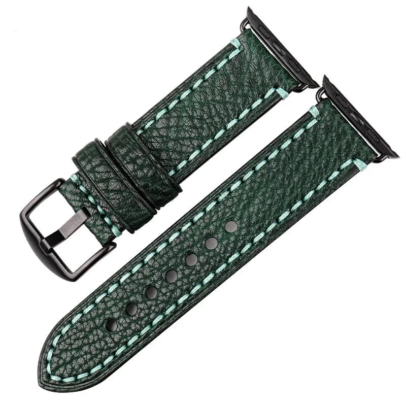 Ersättningsarmband för Apple Watch i åldrat grönt läder