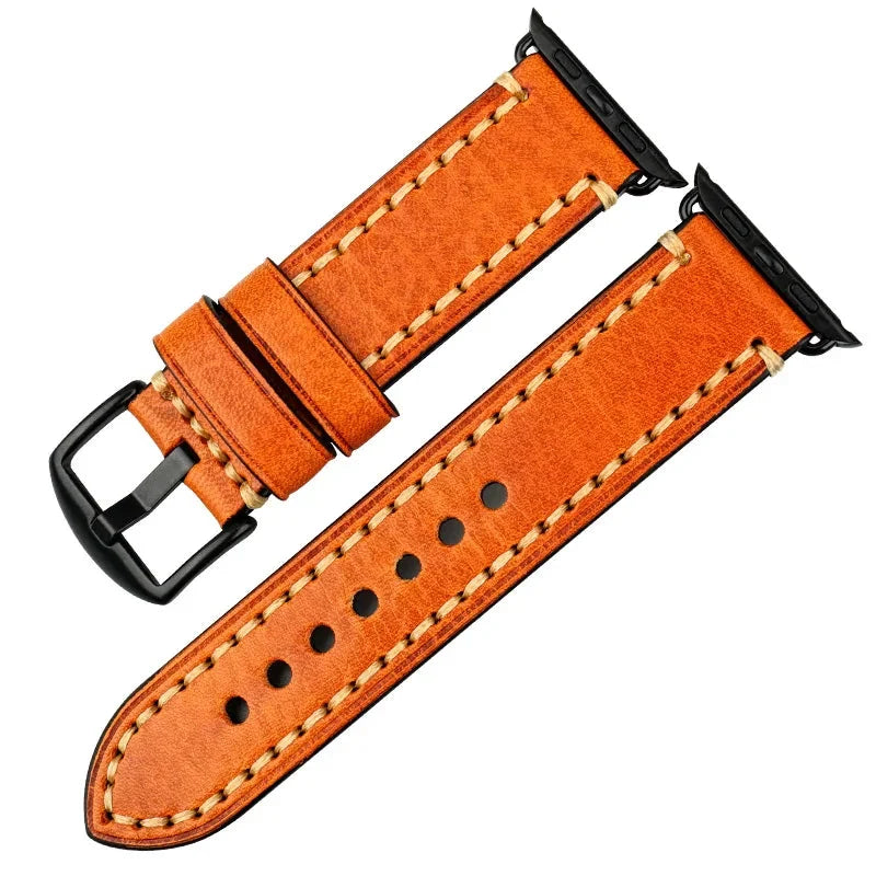 Ersättningsarmband för Apple Watch i åldrat orange läder