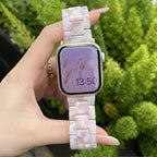Udskiftningsrem til Apple Watch i hvid og rosa resin