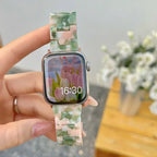Udskiftningsrem til Apple Watch i grøn og rosa resin