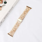 Udskiftningsrem til Apple Watch i beige og guldfarvet resin