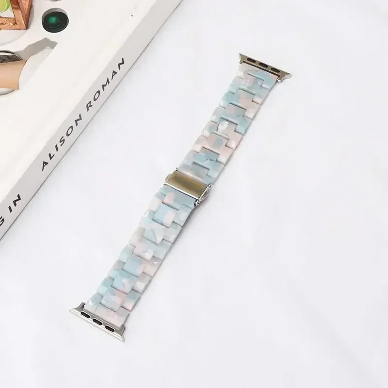 Udskiftningsrem til Apple Watch i hvid og blå resin