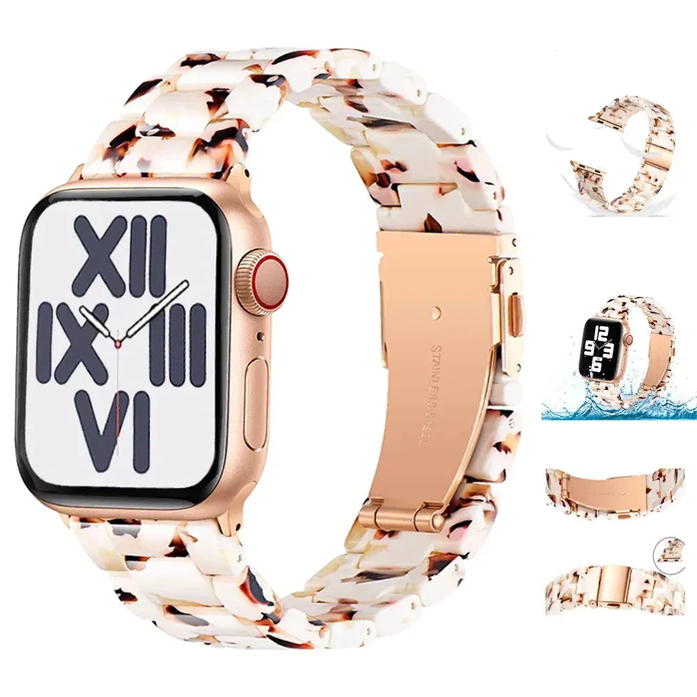 Udskiftningsrem til Apple Watch i hvid og brun resin