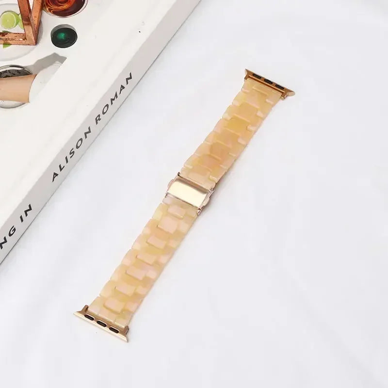 Udskiftningsrem til Apple Watch i gul og beige resin