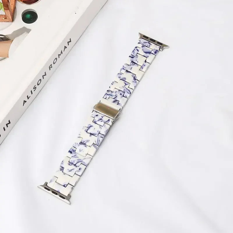 Udskiftningsrem til Apple Watch i hvid og blå resin