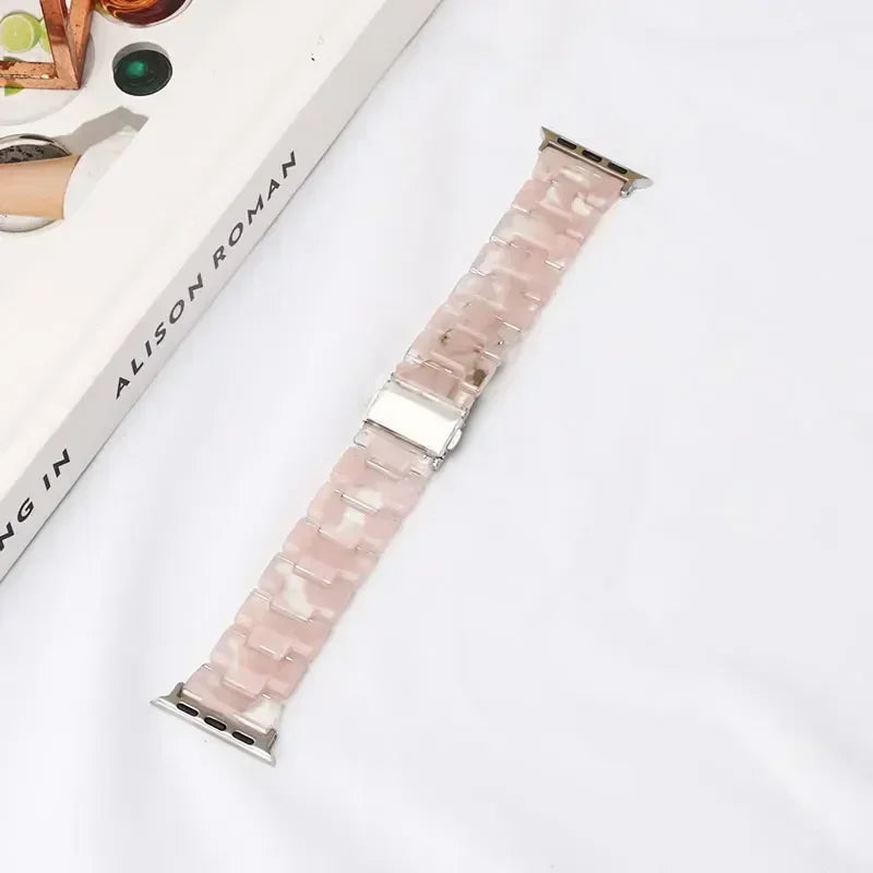 Udskiftningsrem til Apple Watch i rosa og hvid resin