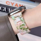 Udskiftningsrem til Apple Watch i grøn og rosa resin