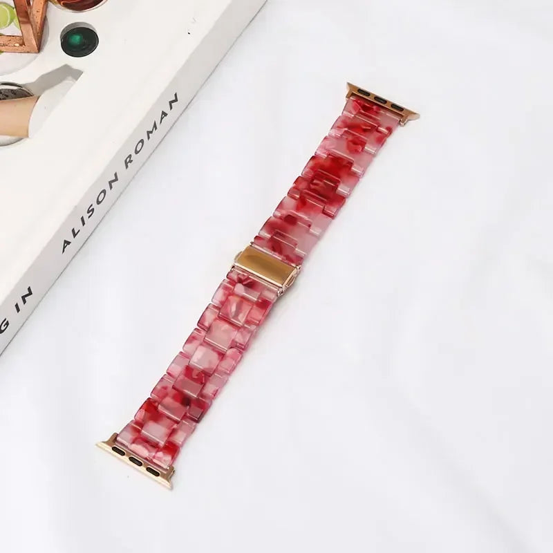 Udskiftningsrem til Apple Watch i rød og hvid resin
