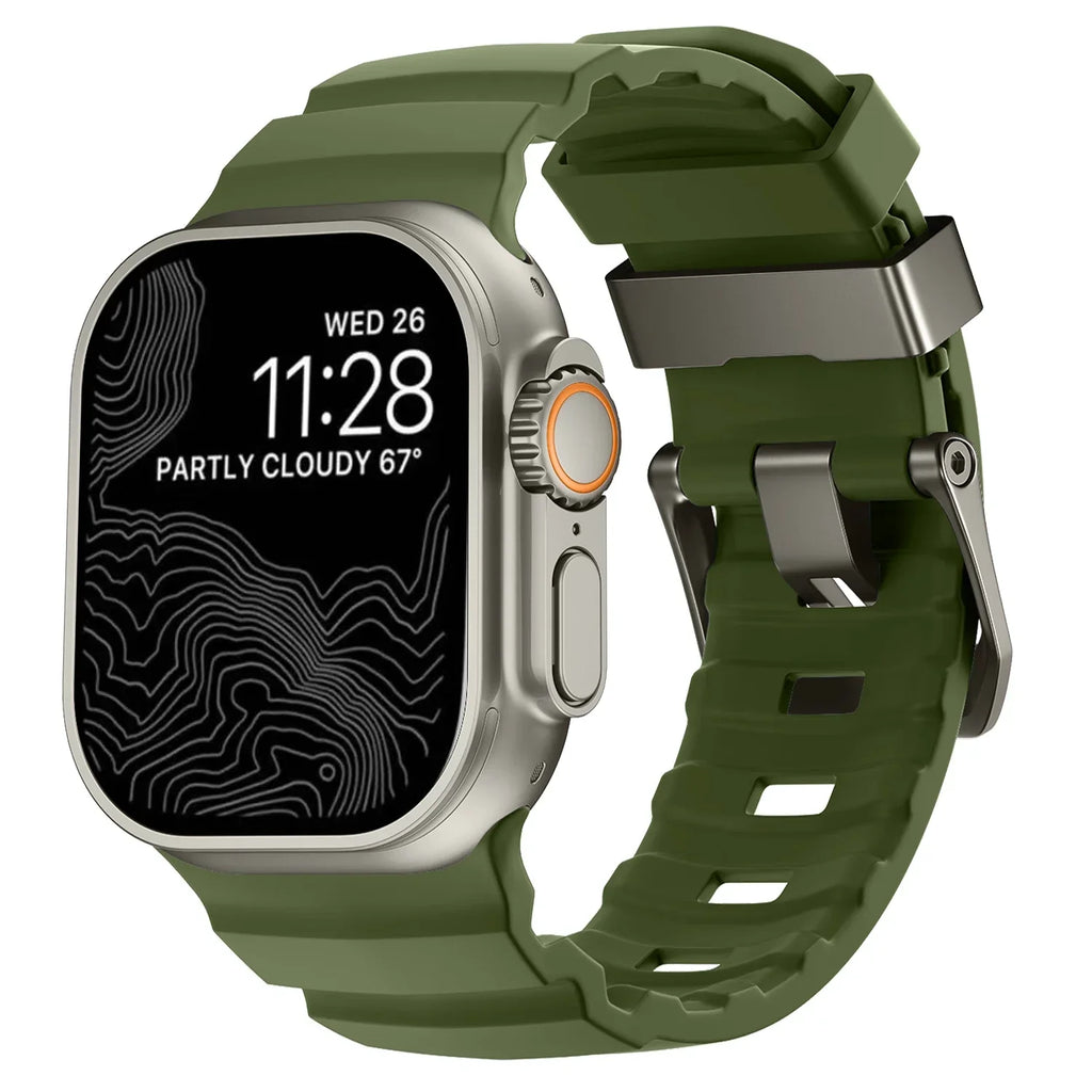 Udskiftningsrem til Apple Watch i tyk grøn silikone