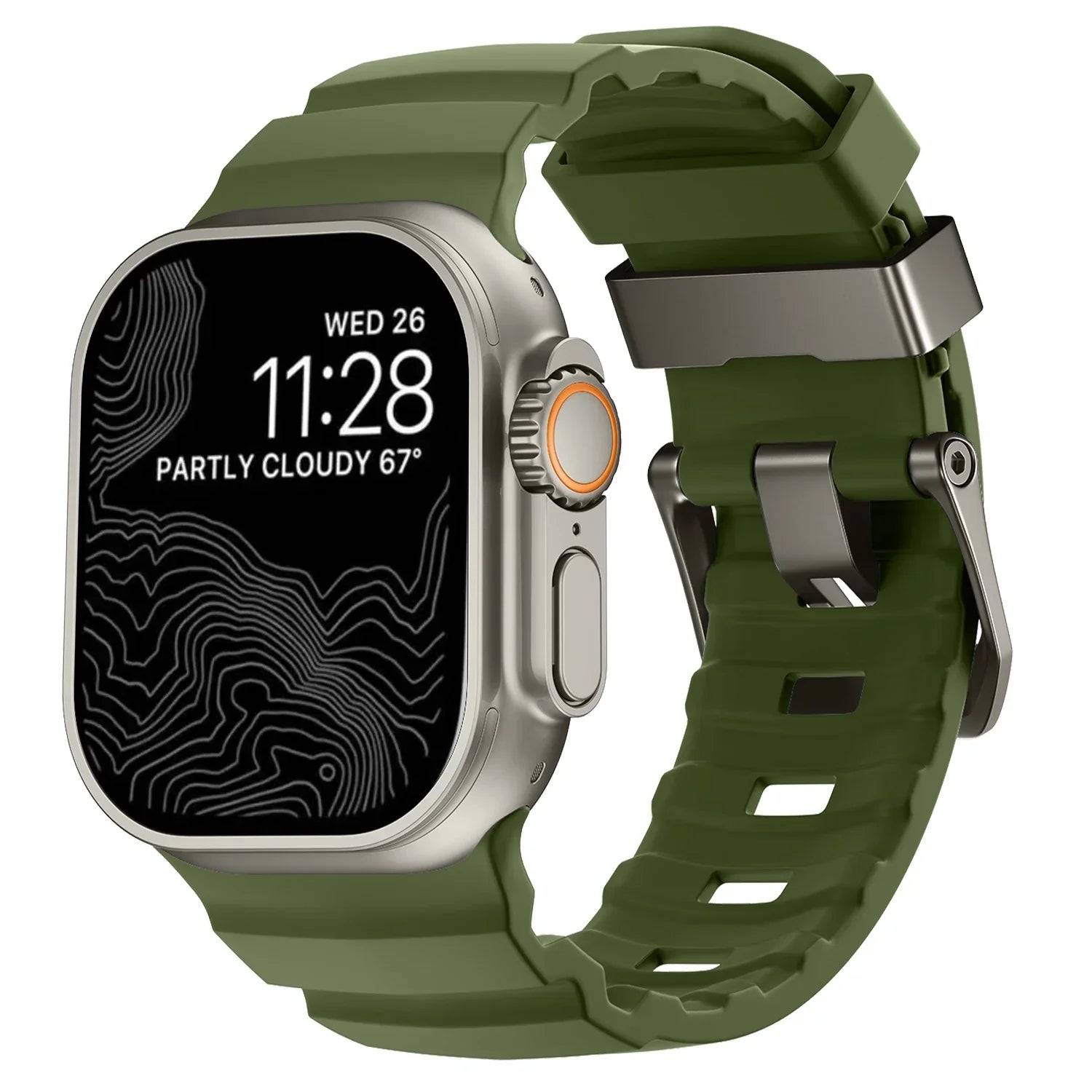 Udskiftningsrem til Apple Watch i tyk grøn silikone