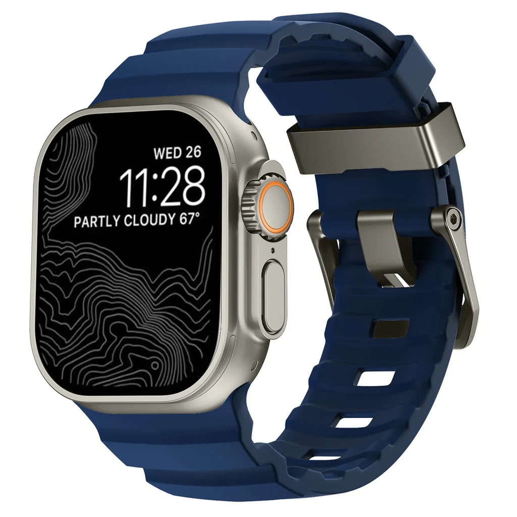 Udskiftningsrem til Apple Watch i tyk blå silikone