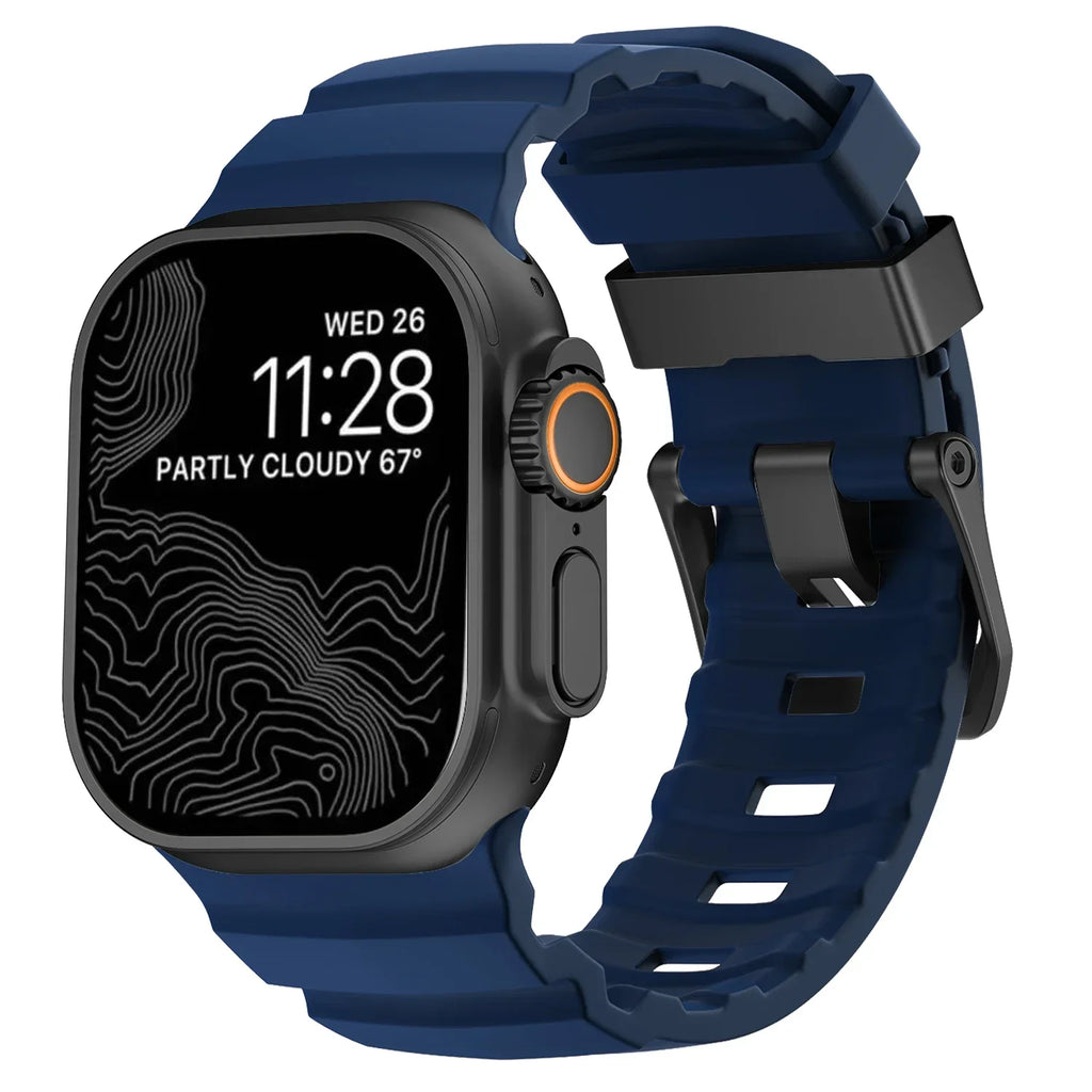 Udskiftningsrem til Apple Watch i tyk marineblå silikone