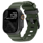Udskiftningsrem til Apple Watch i tyk sortgrøn silikone
