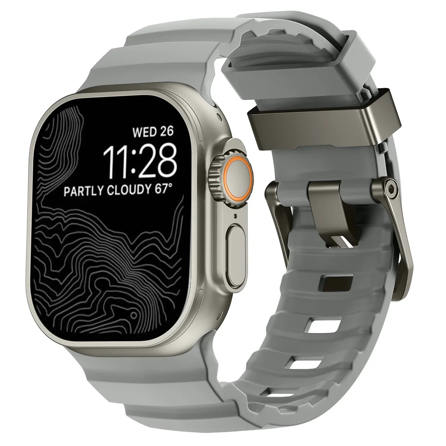 Udskiftningsrem til Apple Watch i tyk grå silikone