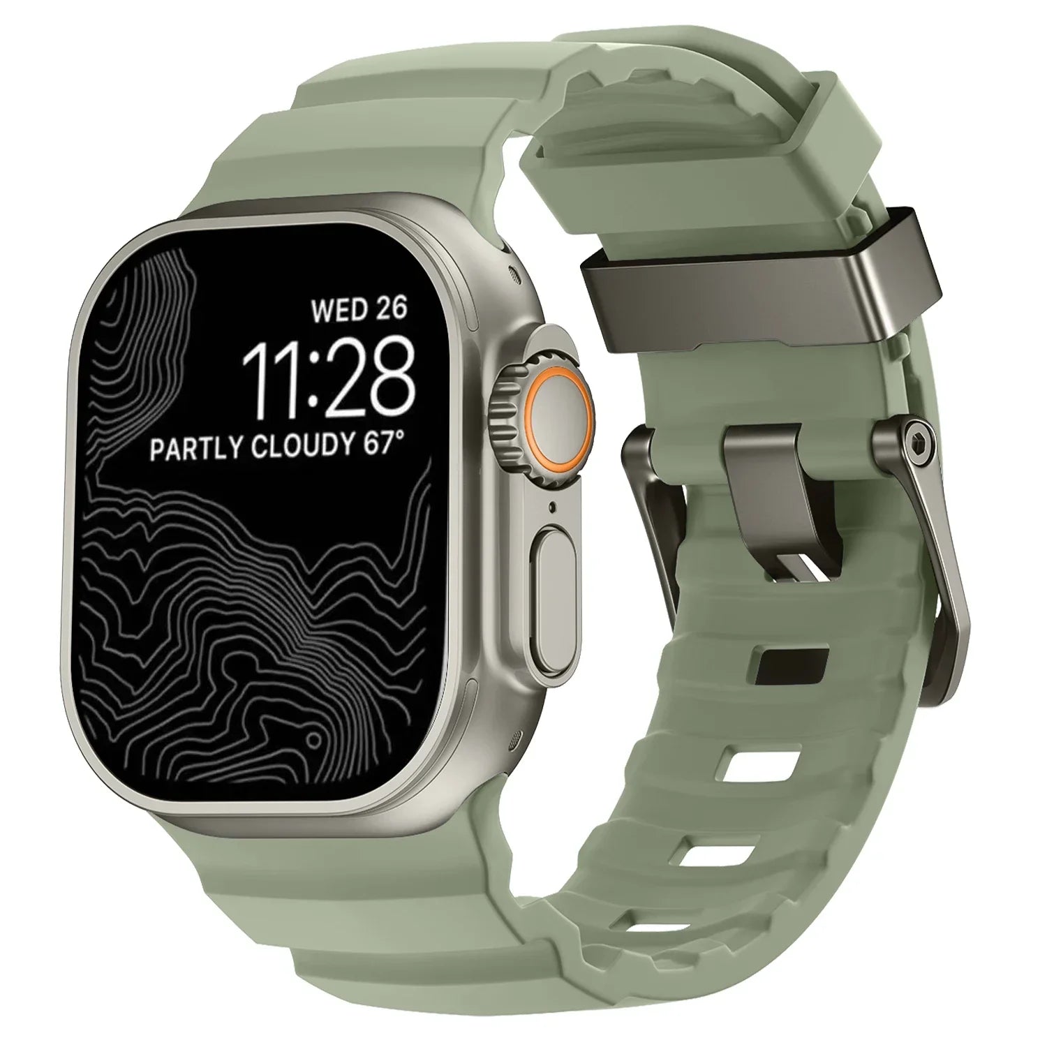 Udskiftningsrem til Apple Watch i tyk grøn silikone