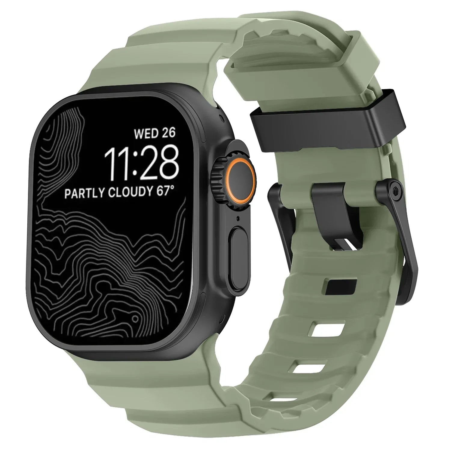 Udskiftningsrem til Apple Watch i tyk grøn silikone